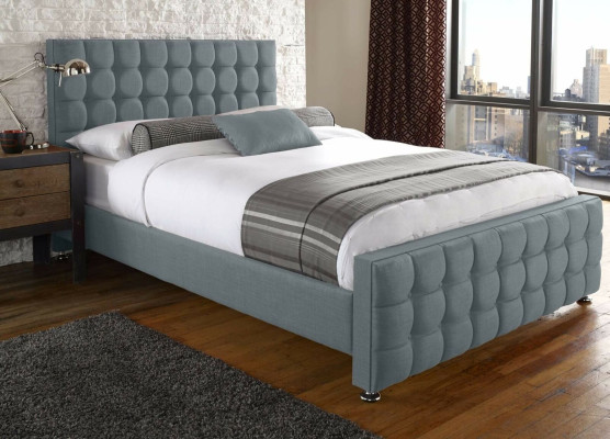 Chesterfield graues Doppelbett Designer Luxus Schlafzimmer Betten Edle Ausstattung