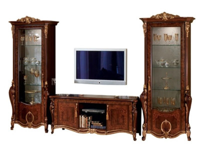 Wohnzimmermöbel Set Designer Wohnzimmer Sideboard 2x Vitrine 3tlg. Wohnwand Neu