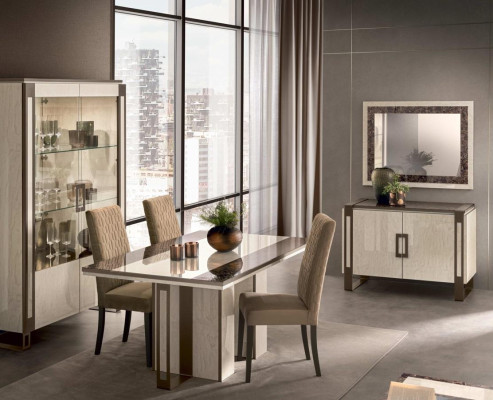 Esszimmer Set 3tlg. Esstisch Vitrine Kommode modernes Esszimmermöbel Set Italien