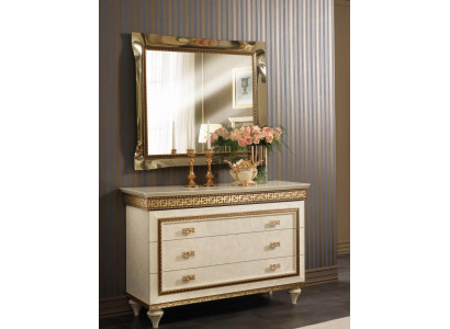 Holz Italienische Möbel 2tlg Set Möbel Stil Barock Luxus Kommode mit Spiegel Neu