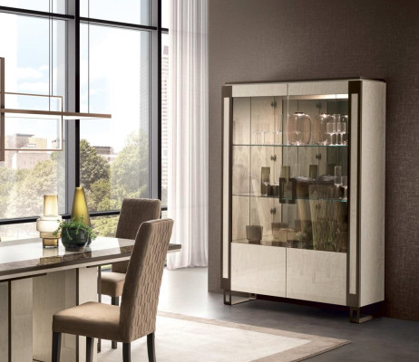 Vitrine 2 Tür Schrank Vitrinen Wohnzimmer Schränke Design Schrank Möbel Glas Neu