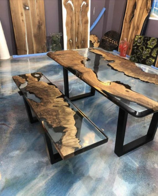 Esstisch Tisch Küchentisch Moderne Wasserfall Fluss Epoxid Harz Möbel Neu Tische