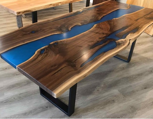 Tisch esstisch tische epoxid harz epoxy echtes holz massive design möbel 240x100