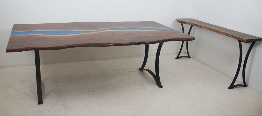 Esstisch River Table Echtes Holz Flusstisch 220x100 Massive Tische Epoxidharz