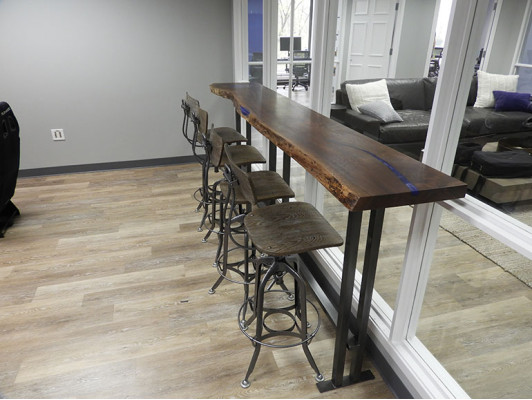 Epoxid Tresen Bartisch echtes holz massive möbel wasserfall epoxy tisch 240x70