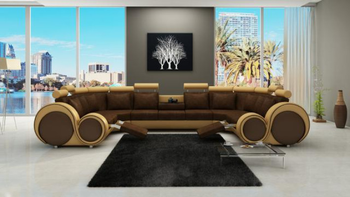 Stoff Couch Textilsofa Ecksofa USB, Couch Wohnlandschaft XXL Textil Sofa Couchen
