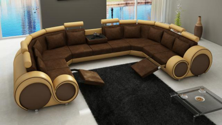 Stoff Couch Textilsofa Ecksofa USB, Couch Wohnlandschaft XXL Textil Sofa Couchen