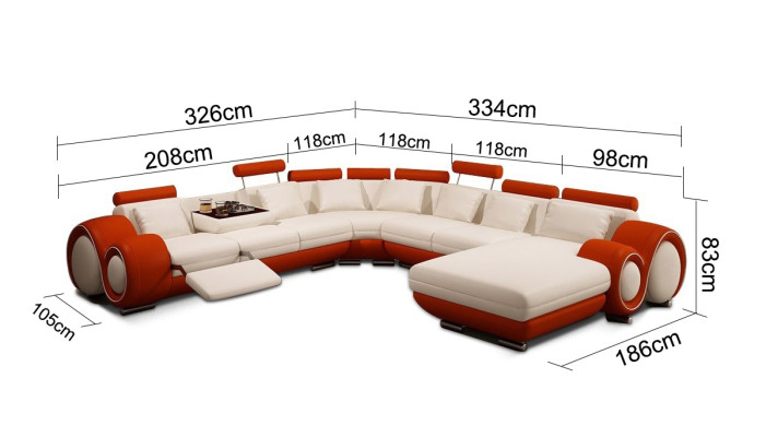 Couch Ecksofa mit USB Leder Wohnlandschaft Garnitur Design Modern Sofa +Tisch