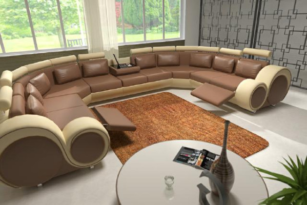 Couchgarnitur Moderne Sofa Ecke Sitzecke Leder Couch Wohnlandschaft USB Sofa