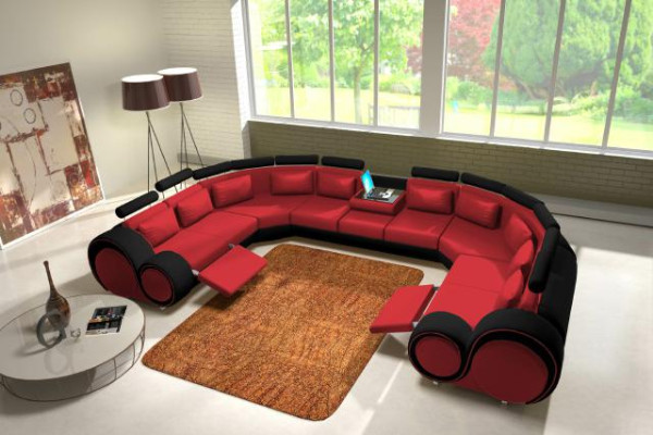 Couchgarnitur Moderne Sofa Ecke Sitzecke Leder Couch Wohnlandschaft USB Sofa