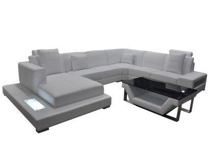 Eck Leder Sofa Couch Polster Ecke Sitz Garnitur U Form Wohnlandschaft Design