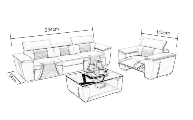 Multifunktions Couch Relax Sofagarnitur Polster Sofa 3+2+2 Sitzer Couchen Sitz