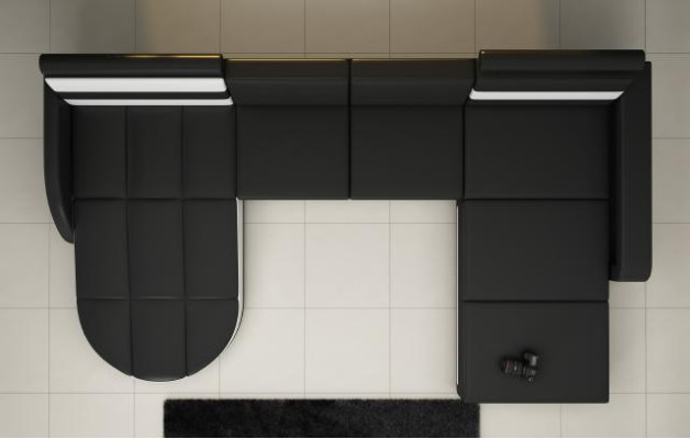 XXL WOHNLANDSCHAFT COUCH GARNITUR DESIGN ECKCOUCH Schwarz LEDERSOFA mit USB Neu