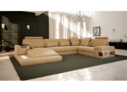 U Form Sofa Wohnlandschaft U Form Ecksofa Couch Garnitur Polster Ecksofa mit USB