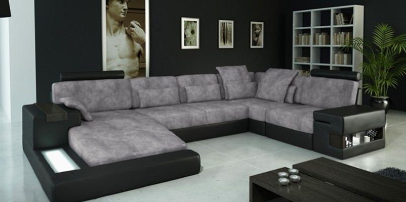 Design Leder Sofa Couch Polster Garnitur Wohnlandschaft Sofas Couchen mit USB