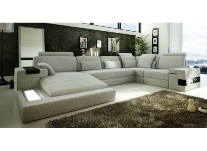 Design Sofa Ecksofa + USB Couch Garnitur Polster Sitz Ecke Sofas Wohnlandschaft