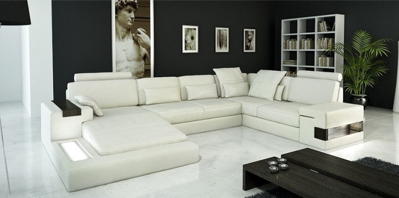 Design Sofa Ecksofa + USB Couch Garnitur Polster Sitz Ecke Sofas Wohnlandschaft