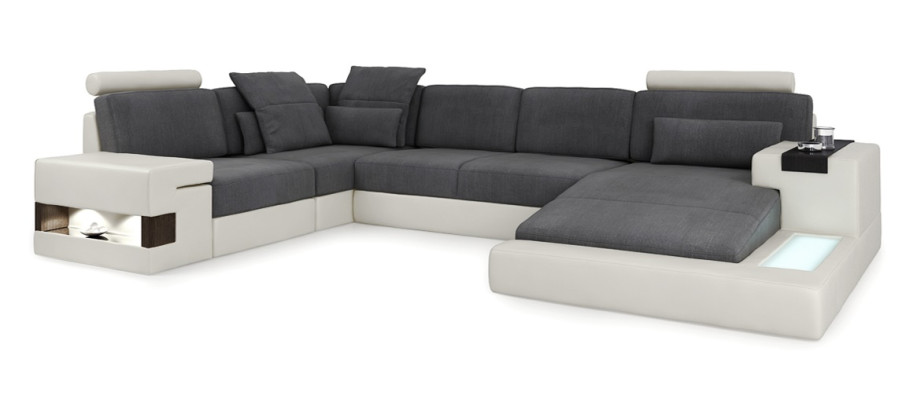 Designsofa Wohnlanschaft Ecksofa Sofa Couch U Form Leder Textil Neu Bellini Grau