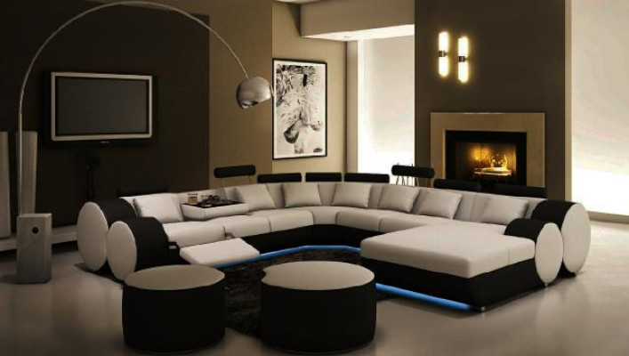 DESIGNER LEDERSOFA XXL WOHNLANDSCHAFT BIG SOFA COUCH POLSTERECKE ECKSOFA NEU