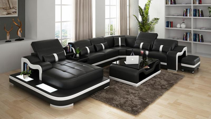 XXL Wohnlandschaft Ecksofa Polster Eckgarnitur Eckcouch Sofa Polster Sitz Ecke