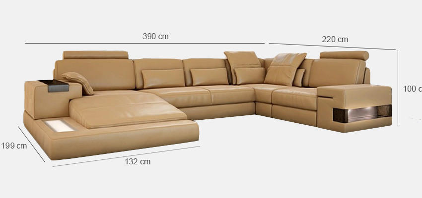Design Ledersofa Sofa Couch Polster Wohnlandschaft XXL Big Ecksofa Ecke Bellini