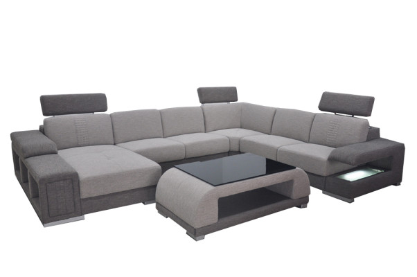 Ecke Sofa Eck Modern XXL Couch Wohnlandschaft Textil Garnitur U Form B2015 Stoff