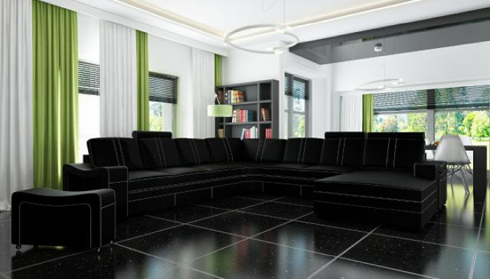 XXL Ledersofa mit USB Ledercouch Wohnlandschaft Ecksofa Neu Garnitur Sofa FRANCO