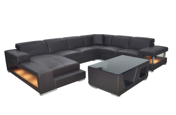 Sofa Garnitur Polster Sitz Set Ecksofa Couchtisch Sofa Leder Couchen Neu G8017