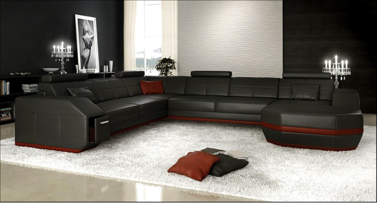 Ecke Leder Modern XXL Couch Wohnlandschaft Sitz Polster Couchen Sofa U-Form Neu