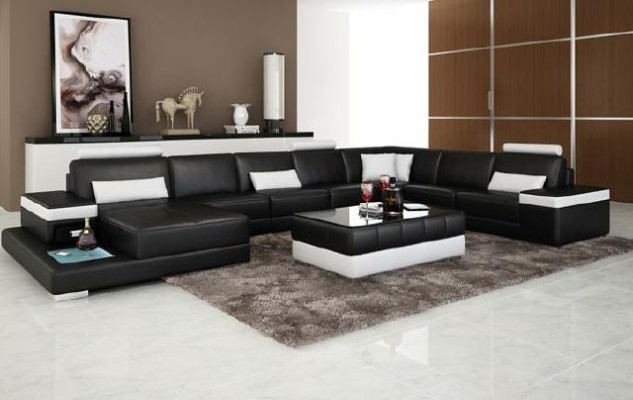 Design XXL Ledersofa "Premium Comfort" mit hochwertigem Kunstleder 