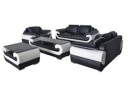 Sofagarnitur + Tisch USB 3+2+1 Sitzer Sofa Couch Garnituren Leder Sofas Polster