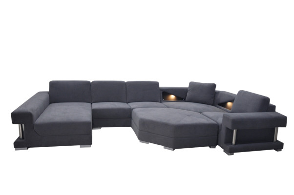 Eck Sofa Couch Polster Ecke Wohn Zimmer Landschaft Designer Sofa Textil + USB