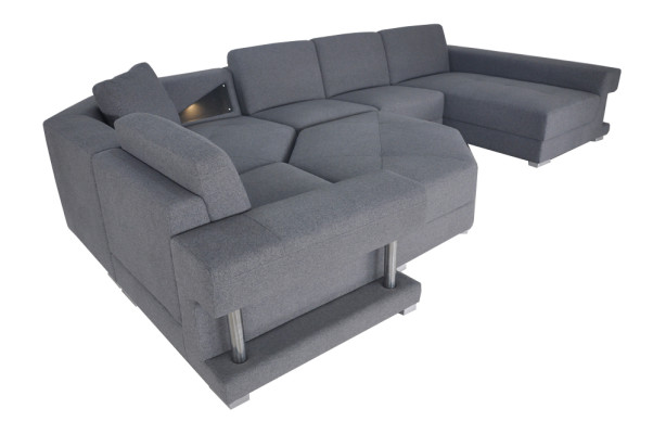 Eck Sofa Couch Polster Ecke Wohn Zimmer Landschaft Designer Sofa Textil + USB