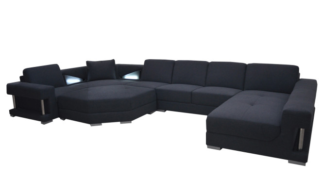 Textil Eckcouch Polster Wohnzimmer Couch Garnitur Eckgarnitur Sofa Couchen + USB