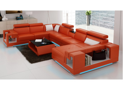 Ledersofa Sofa Couch Wohnlandschaft Ecksofa Eck Garnitur Design Modern U K5001