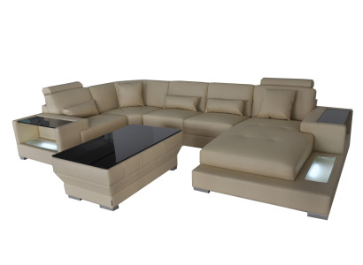 Ledersofa Wohnlandschaft Garnitur Design Modern Ecke Sofa U-Form G8023