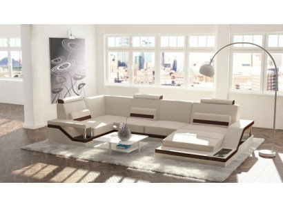 Wohnlandschaft Sofa + USB Polster Sitz Ecksofa Garnitur Textil Stoff Leder Sofas