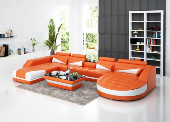 Eck Sofa Polster Couch Sitz Ecke Leder Garnitur Moderne Wohnlandschaft