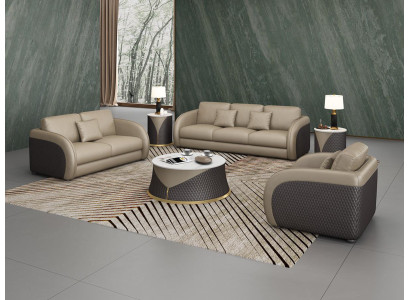 Garnitur Leder Designer Sofa Couch Polster 6tlg. Set Garnituren Couchtisch