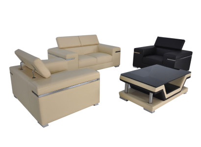 Leder Modern XXL Couch Wohnlandschaft Ledersofa Sofa Garnitur 2+1+1 + Tisch Neu