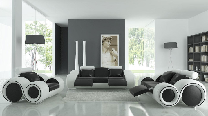 Ledersofa mit USB Wohnlandschaft 3+2+1 Sitzer Garnitur Design Modern Sofa A1163D