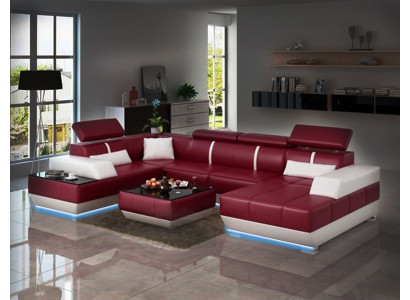 Designer Sofa + USB,Polster Garnitur Ledersofa Sofas Neu Wohnlandschaft Eckcouch