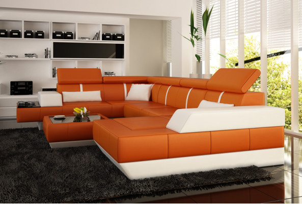 Designer Sofa + USB,Polster Garnitur Ledersofa Sofas Neu Wohnlandschaft Eckcouch