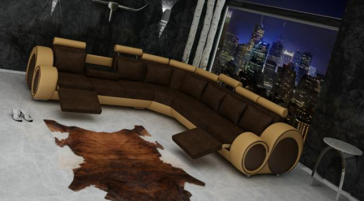 TEXTIL SOFA +USB,DESIGNERSOFA ECKSOFA WOHNLANDSCHAFT ECK NEU GARNITUR LEDER