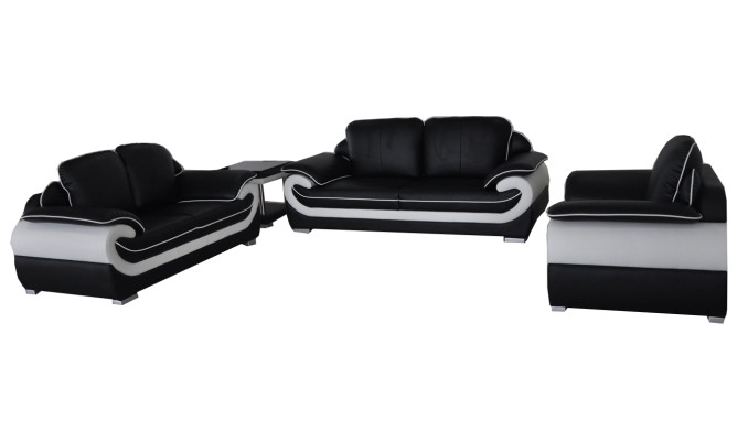 Sofa Couch Sitz Komplett Gruppe Set Leder Garnitur 3+2+1 Set + USB Neu Polster