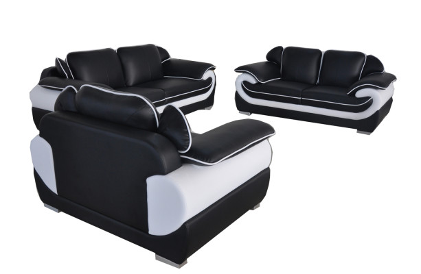 Sofa Couch Sitz Komplett Gruppe Set Leder Garnitur 3+2+1 Set + USB Neu Polster