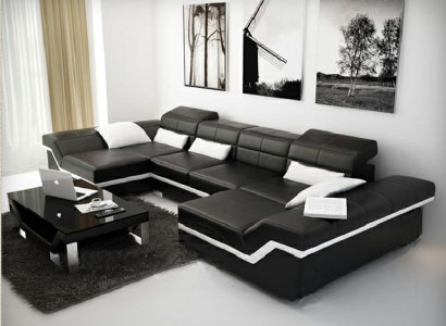XXL Ledersofa mit USB Ecksofa Wohnlandschaft Big Couch Ledergarnitur Polster Neu