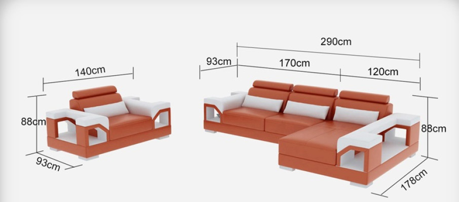 Ledersofa mit USB Wohnlandschaft Ecksofa +Sessel Eck Garnitur Design Modern Sofa