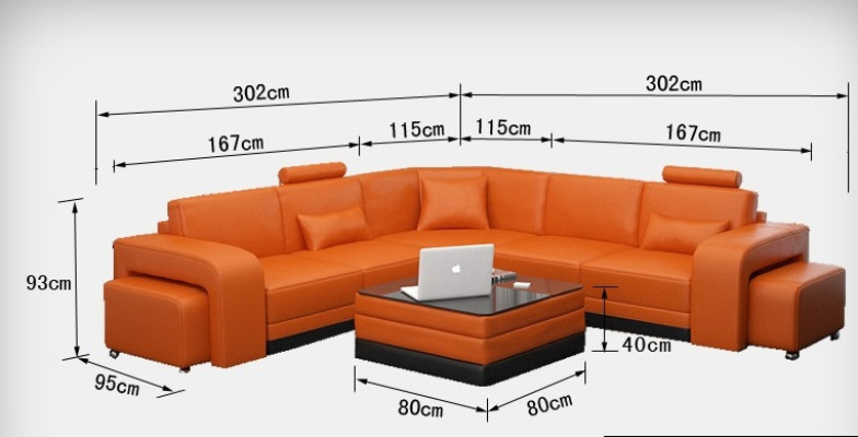 Stilvolles L-förmiges Ecksofa in lebendigem Orange für Ihr Zuhause