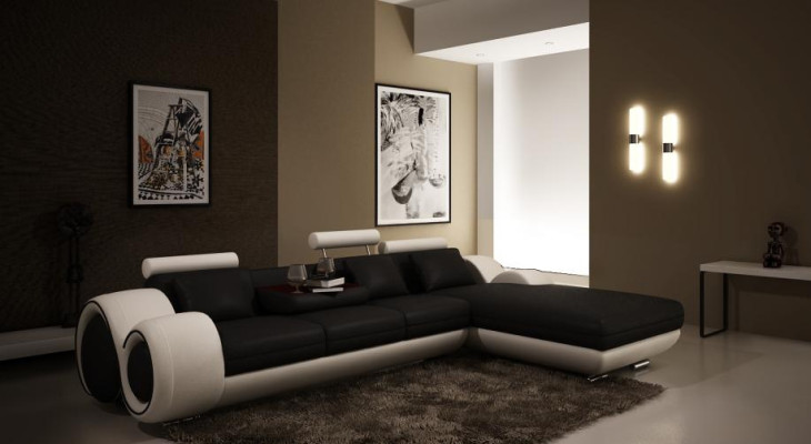 Patentiertes Design Ecksofa Sofa Couch Polster Leder Ecke BERLINo Wohnlandschaft